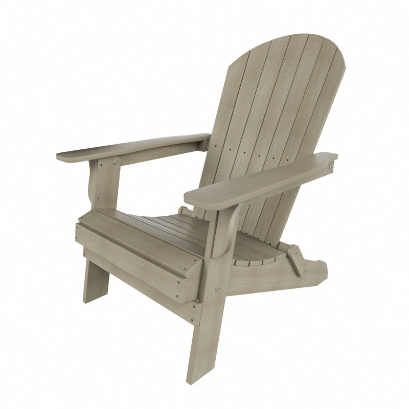 Arrlo Outdoor All-Weather Poly Folding Adirondack Seashell Chair, Weathered Gray