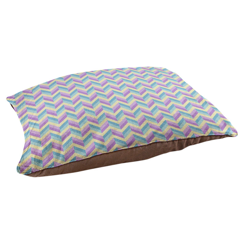 Coussin pour chien chevron Byrge, Moyen (L 29,5 po x P19,5 po x H 9,5 po), Bleu / Mauve