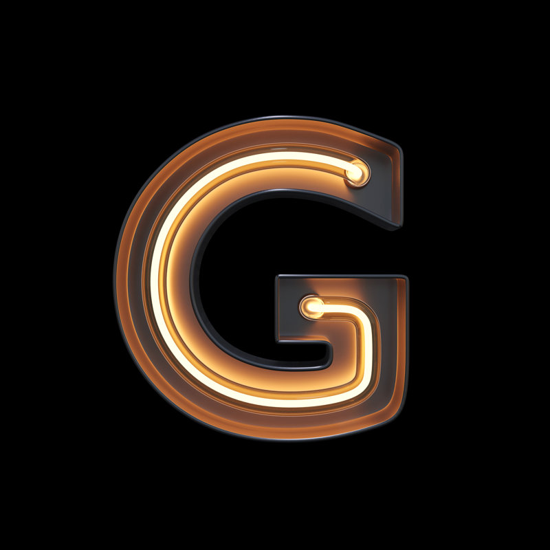Neon Light Alphabet G With Clipping Path by Sarawuth702 - Wrapped Canvas Print, 30cm H x 30cm W