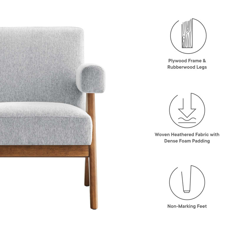 Light Gray Fabric Armchair with Manufactured Wood Frame
