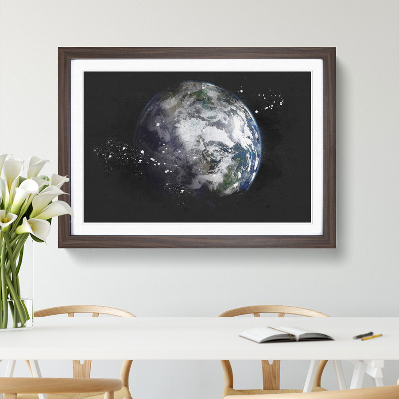 Our Magnificent Earth - Single Picture Frame Print on MDF, 33cm H x 45cm W x 2cm D, Walnut Framed