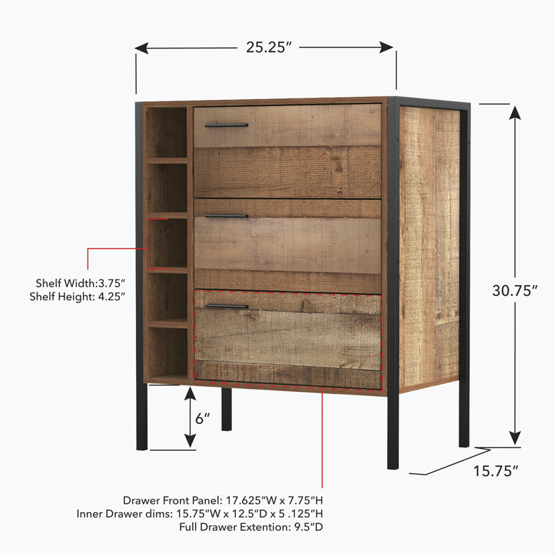 Commode 3 tiroirs Hughesdale