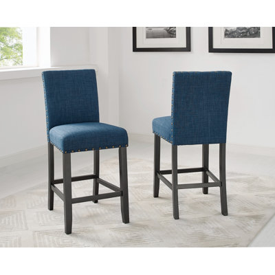 Carliana Fabric Counter Height Stools with Nailhead Trim, Set of 2