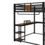 Grand lit mezzanine peu encombrant avec bureau intégré, tiroirs de rangement et structure silencieuse