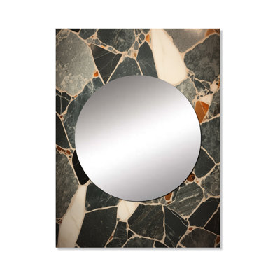 Radeen Grey Abstract harmony in tiles  I - Tile Wall Mirror, Modern Decorative Mirror, Printed Metal Art