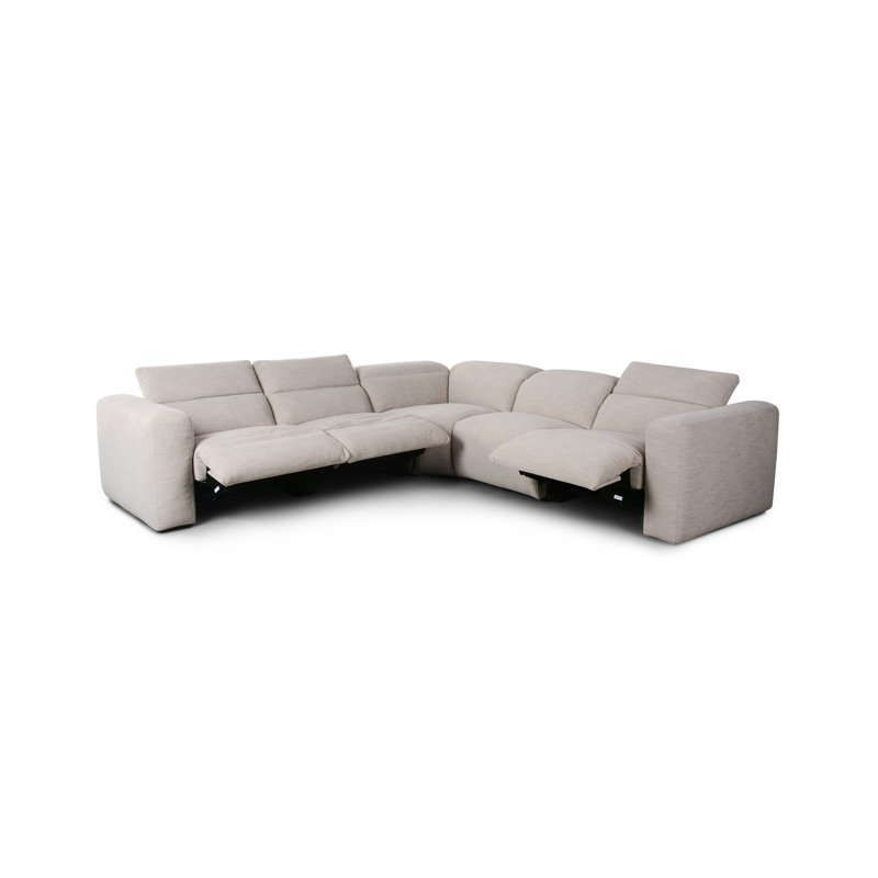 Amed 5 - Piece Power Reclining Sectional, Gray Polyester Blend