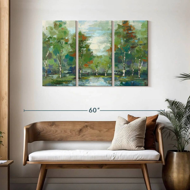 Avery, forêt, aube, turquoise, H 28 po x l 45 po