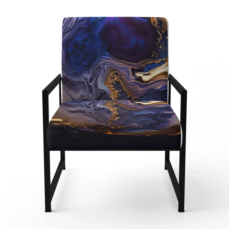 Chaise avec accoudoirs abstraite et abstraite mauve à motif abstrait Geode Mauve II, Noir, noir, noir, noir