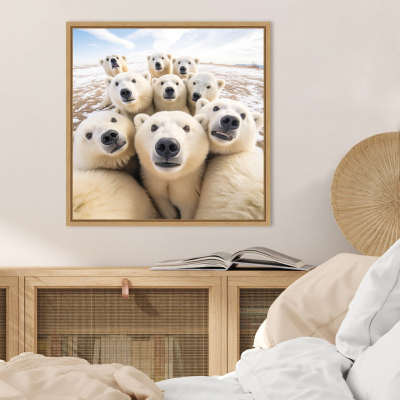 "Drôle d'animal", "Ours polaire" par The Creative Bunch Studio, reproduction d'art sur toile encadrée, Brun