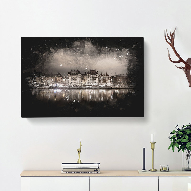 Reflection Of Stockholm In Sweden - Wrapped Canvas, 40cm H x 60cm W x 3cm D