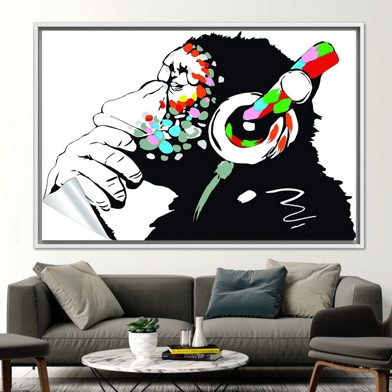 Print on Canvas, White, Framed Print without Mat, 80 cm H x 110 cm W