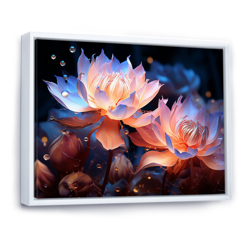 «Beautiful Rainy Lotus Dance IV», reproduction sur toile, Cadre flottant blanc, 30" H x 40" W