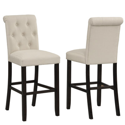 Tabourets de bar brun clair - revêtement en mélange, assise de 19 po de largeur, bois massif de 45 po de hauteur, dossier rembourré, poids de l'emballage de 42,54 lb, largeur