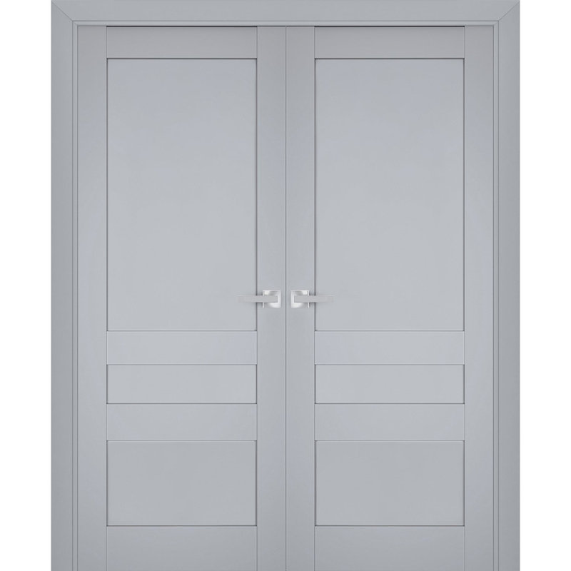 Portes françaises à panneaux en bois Veregio, 84 po x 96 po, Gris
