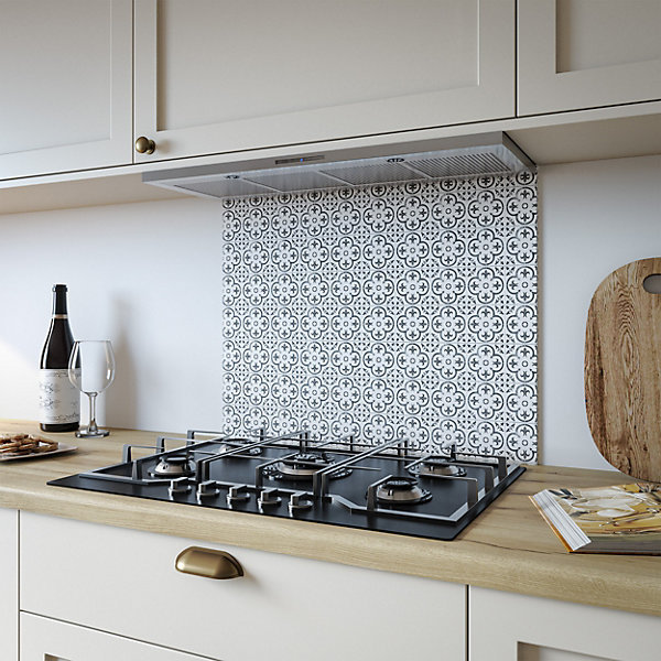 Florence Tile Aluminium Kitchen Hob Splashback, 80 cm x 60 cm