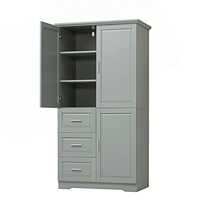 Tall And Wide Storage Cabinet With Doors, Entry Way Cabinet, Accent Cabinet With Adjustable Shelf