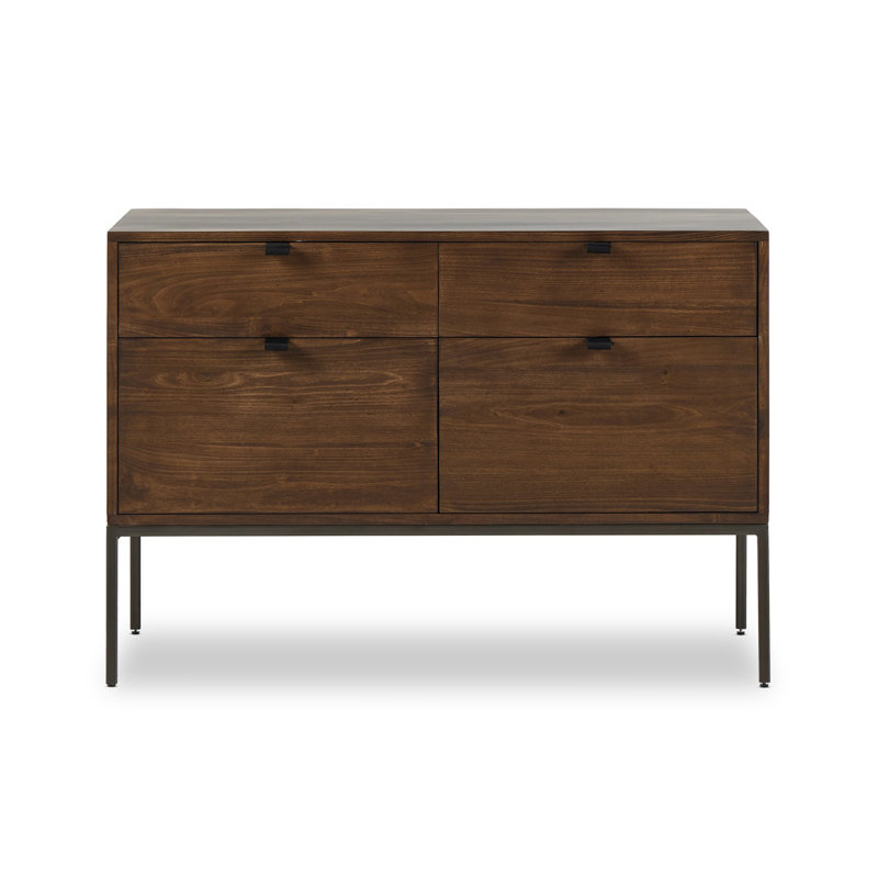 Trey 4 - Drawer Solid Wood File Cabinet, Brown