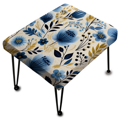Repose-pieds nordique jaune bleu Garden Dreams II - Floral