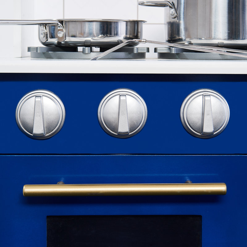 Teamson Kids Little Chef Berlin Modern Play Kitchen with Accessories, Blue/White