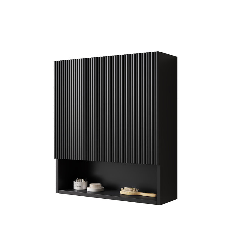 Armoire de salle de bain murale rayée 26 "avec portes et tablette