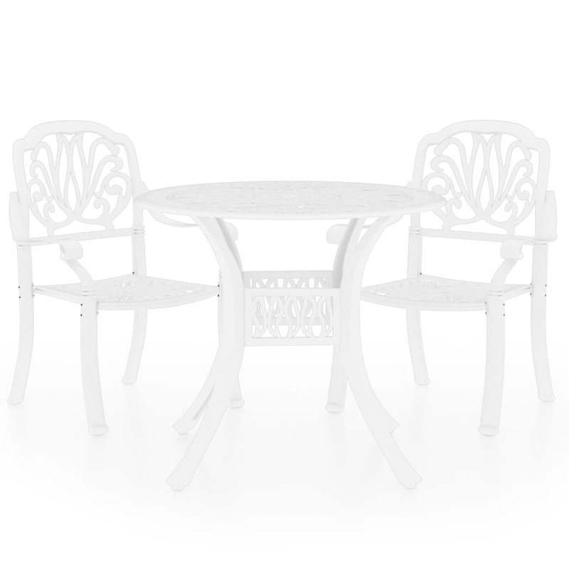 Ensemble bistro d'extérieur durable en fonte d'aluminium blanc