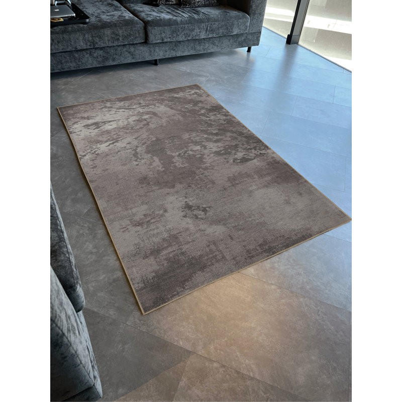 Tapis décoratif moderne à motif abstrait gris, Rectangle 5 pi x 8 pi 3 po