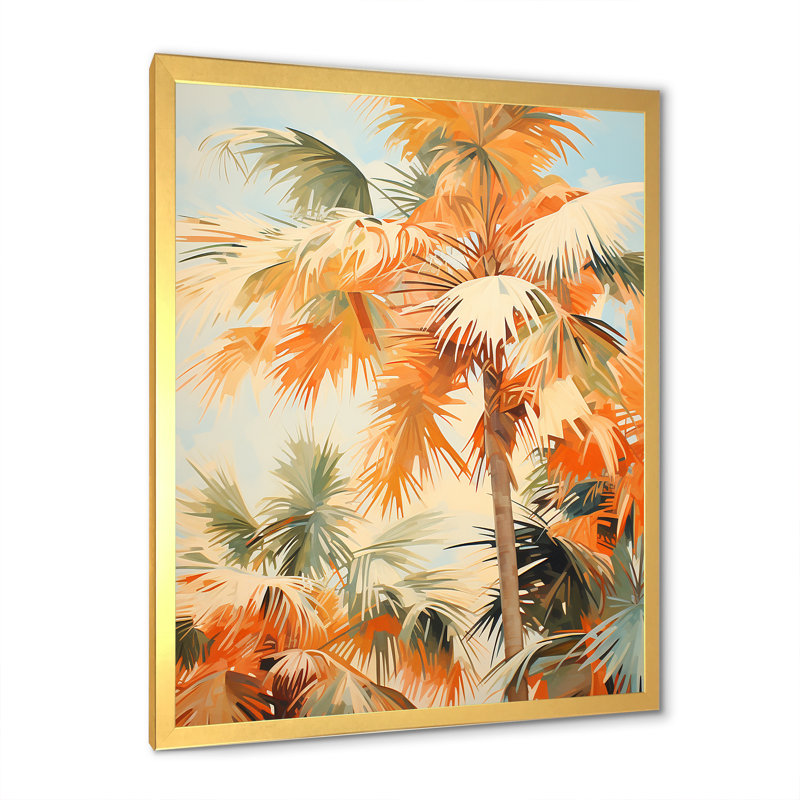 " Palm Tree Desert Oasis V ", 40" H x 30" W x 1.5" D, Gold Framed