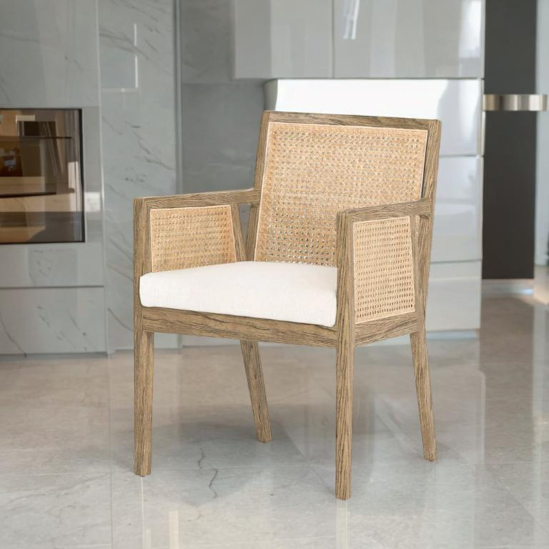Chaise avec accoudoirs Khajun, Bois jaune clair