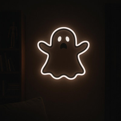 Ghost LED Neon Sign – Spooky Halloween Light - 40X40 Cm | 16"X16in
