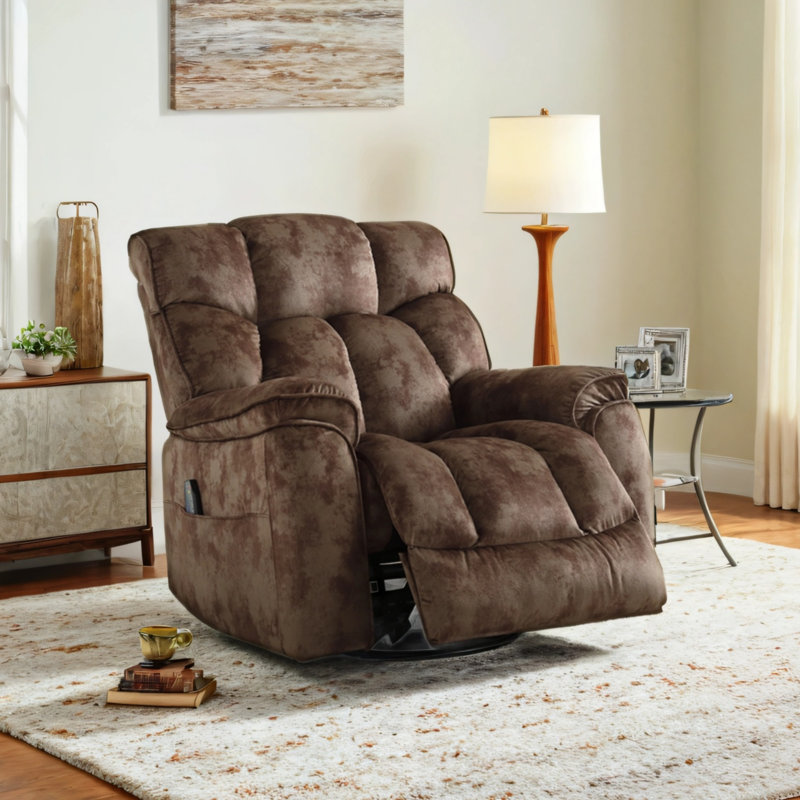 Fauteuil inclinable manuel pivotant en microfibre Idrissi, Brun
