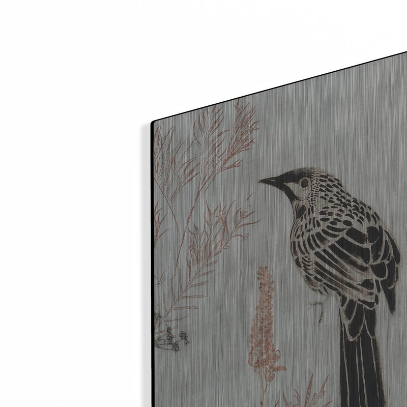 «W l'heure du vol des oiseaux dans mon jardin» par trudy riz, H 36 po x l 12 po