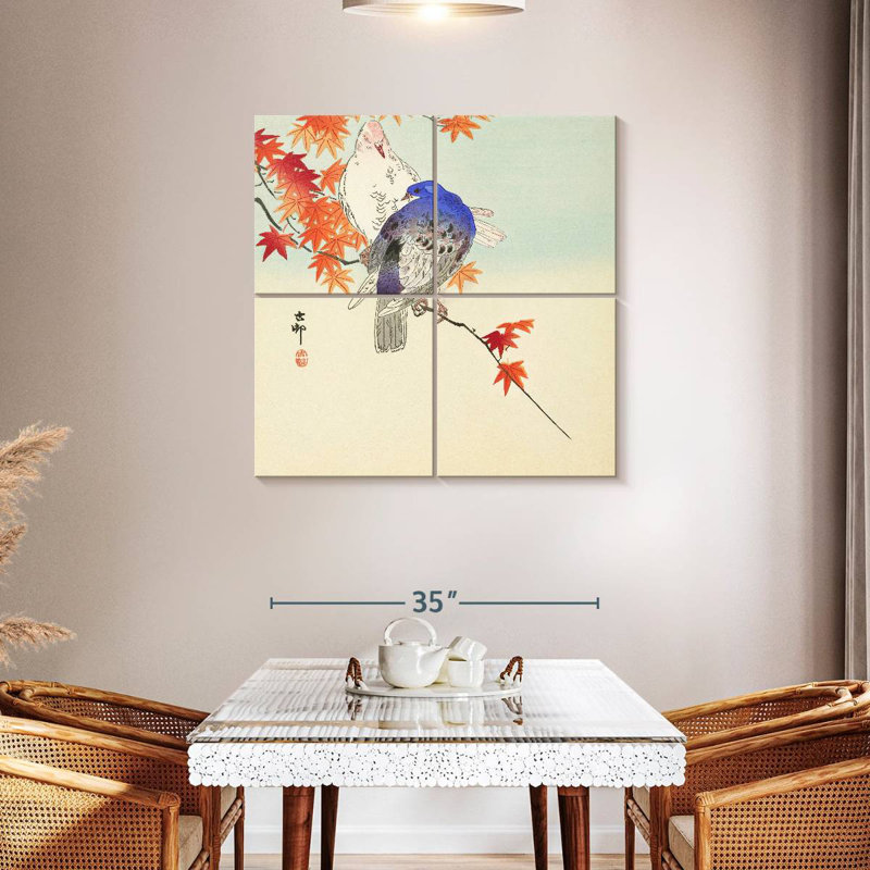 Brampt Twee Duiven Op Herfsttak, 38" H x 38" W