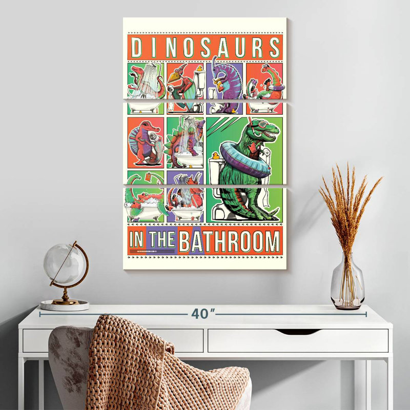 Brampt Dinosaurs In The Bathroom, 32" H x 20" W