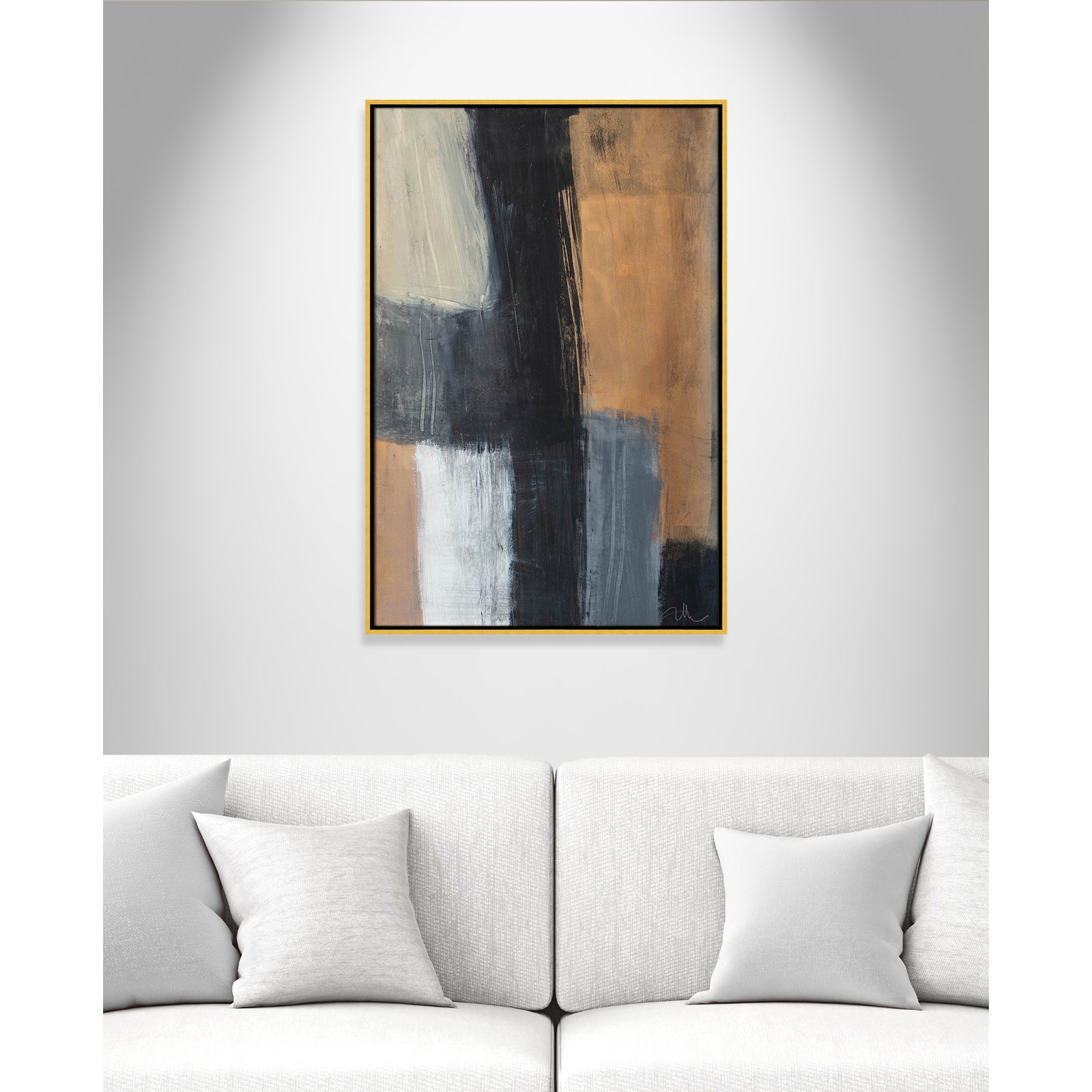 Calderon "Metallic Slate II" Print, Gold Floater Framed, No Mat, 37.5" H x 25.5" W x 2" D