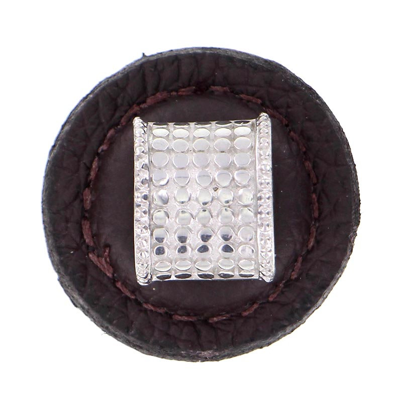 Tiziano Round Knob, Brown, Polished Silver