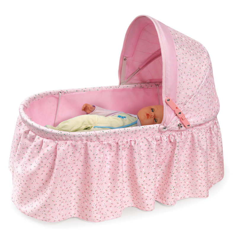 Folding Doll Cradle with Rosebud Fabric