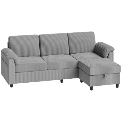 79" Upholstered L-Shaped Sofa with Ottoman 