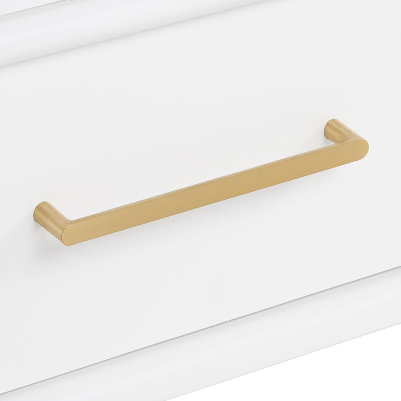 White Mahogany Single Bathroom Vanity with Brass Hardware