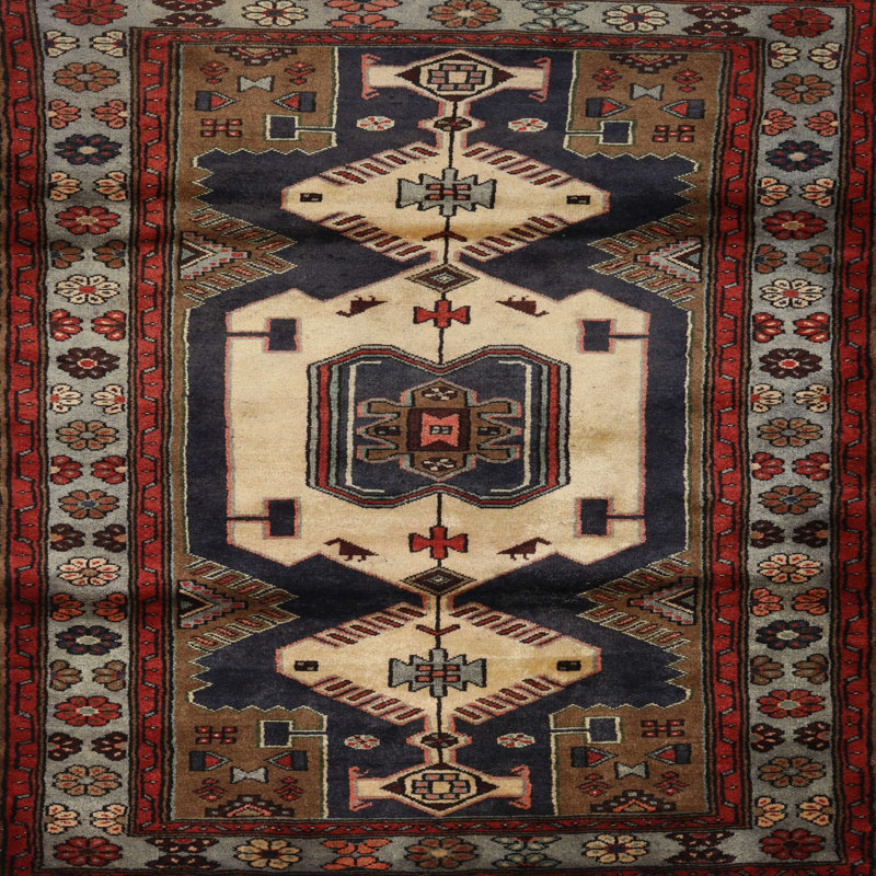 Tapis brun et beige de style Sud-Ouest, Carré 7 pi
