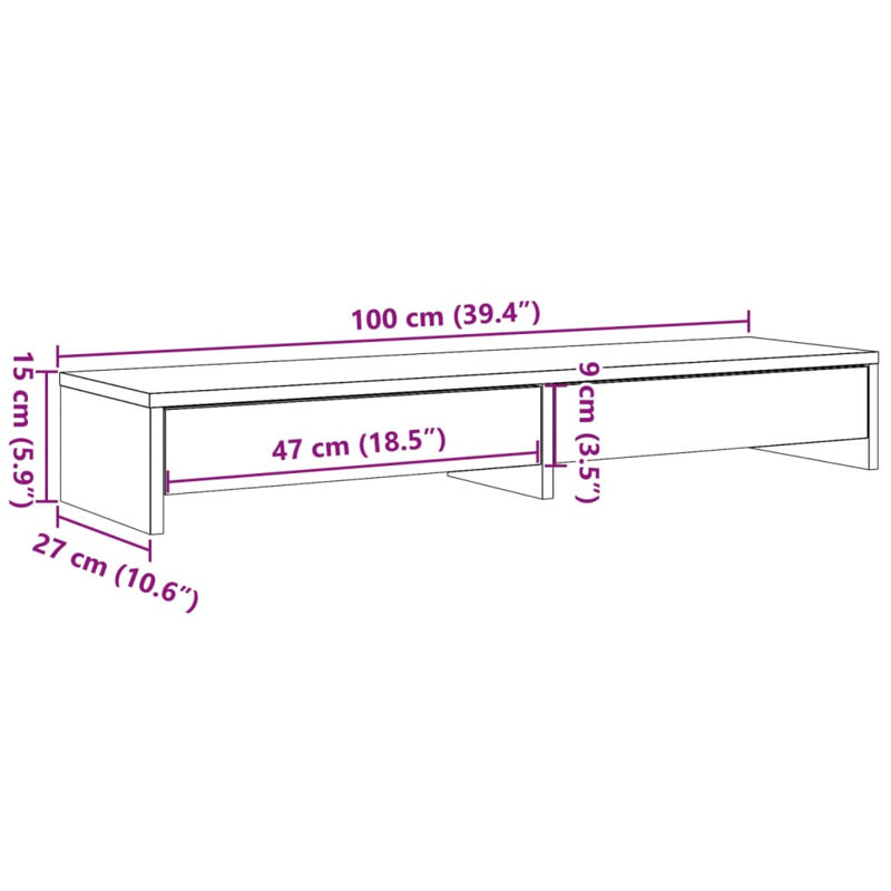 Barra Manufactured Wood Monitor Stand, 15cm H x 100cm W x 27cm D, Artisian Oak