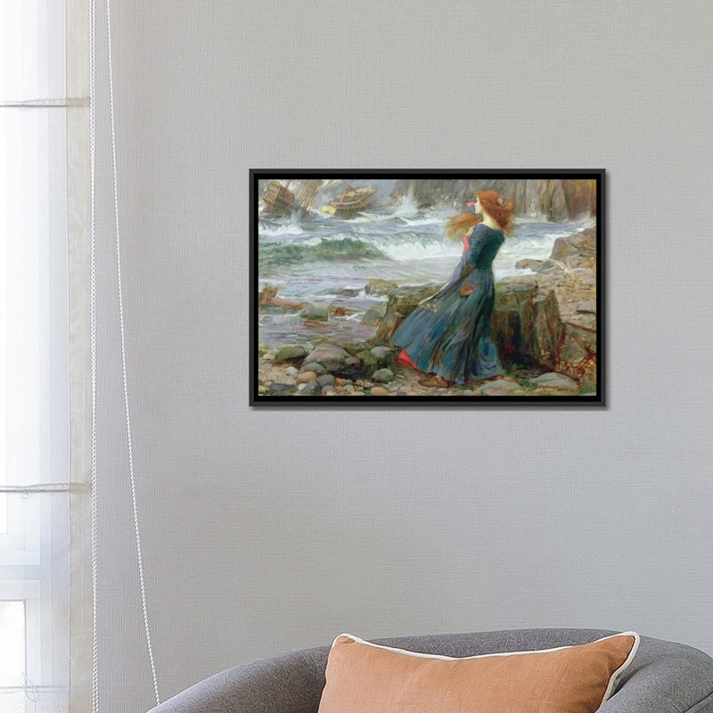 "miranda, 1916" par john william waterhouse, reproduction d’art sur toile, H 18 po x l 26 po x P 1,5 po, Non mat