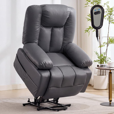 Fauteuil releveur électrique pour aînés avec massage et chauffage, inclinaison à 140°, massage par vibrations 8 points, chauffage lombaire, poches latérales, revêtement en chenille ou similicuir