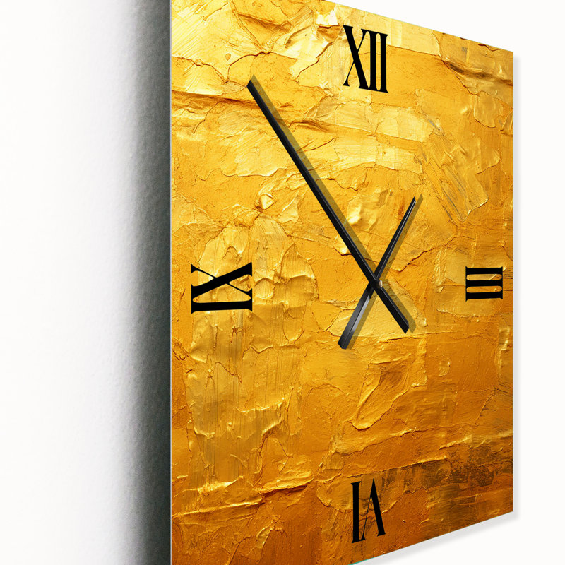 Ancienne opulence antique rétro or abstrait II - Peinture abstraite horloge murale surdimensionnée, Grand