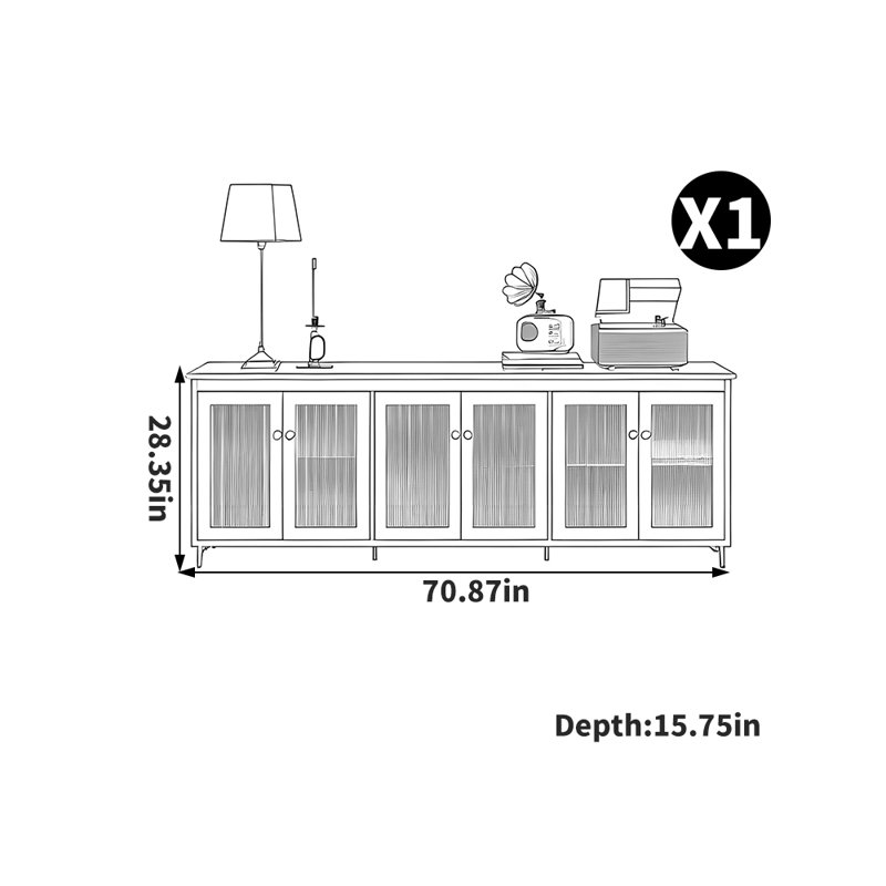 Meuble télé style français avec rangement rétro, Noir, noir, noir, noir, 70.87"