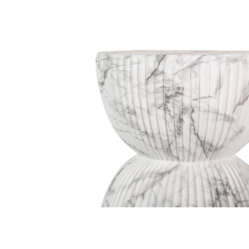 Pedestal End Table, White/Grey