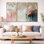 «White and Gold Brushstroke Abstract Paint III», ensemble de salon d'art mural à collage abstrait