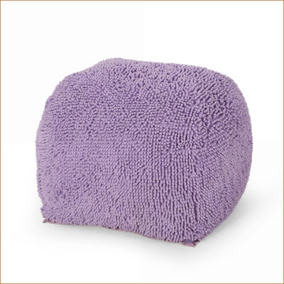 Square Pouf Ottoman for Living Room | Extra Plush Seating | Lavender Microfiber