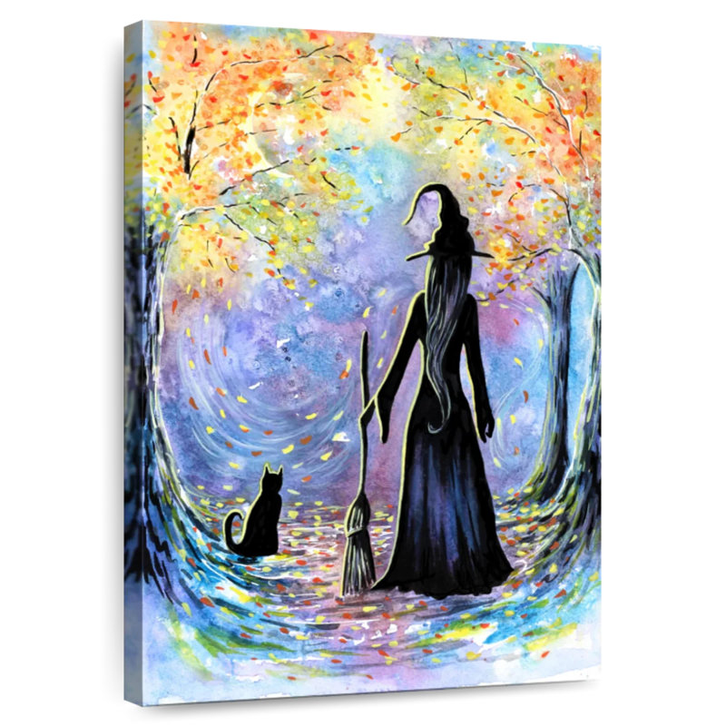 Kelan Witch And Black Cat, 12" H x 8" W