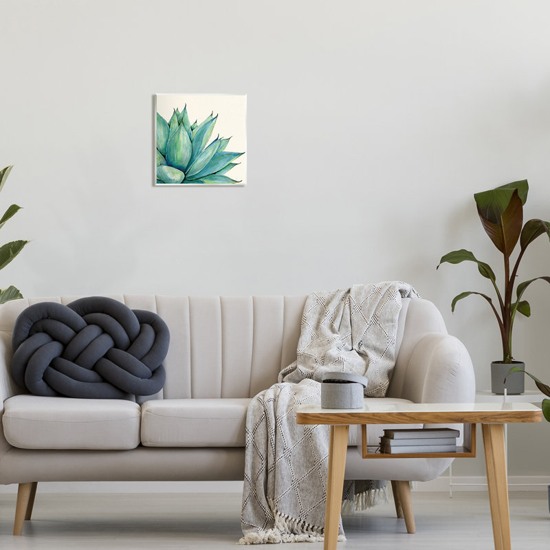 «Aloe Plant Watercolor Style Leaves» par Stephanie Workman Marrott - impression, Bois, H 12 po x l 12 po x P 0,5 po