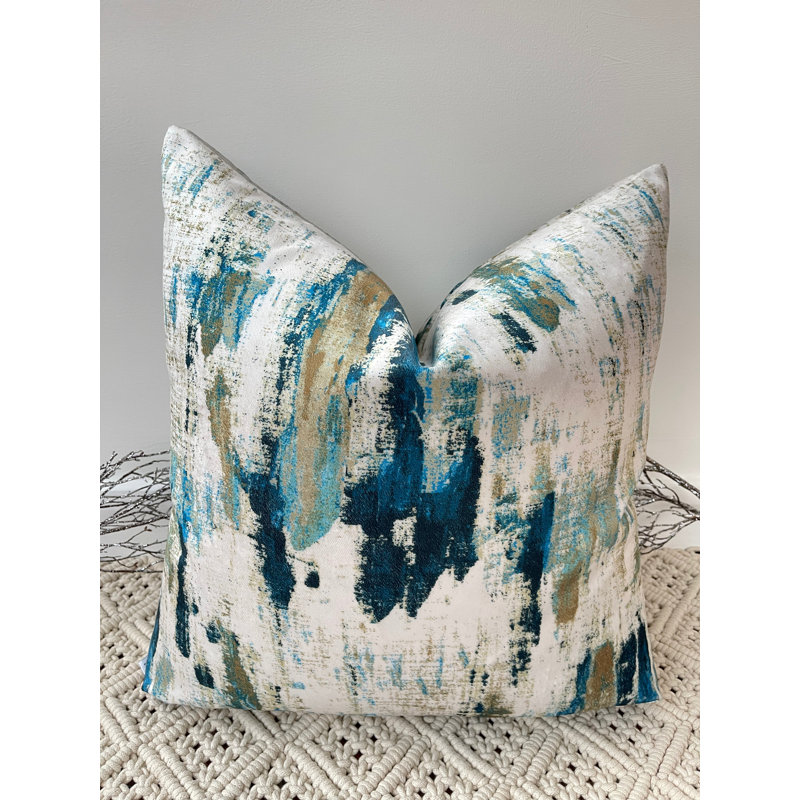 Abstract Teal Square Cushion Cover